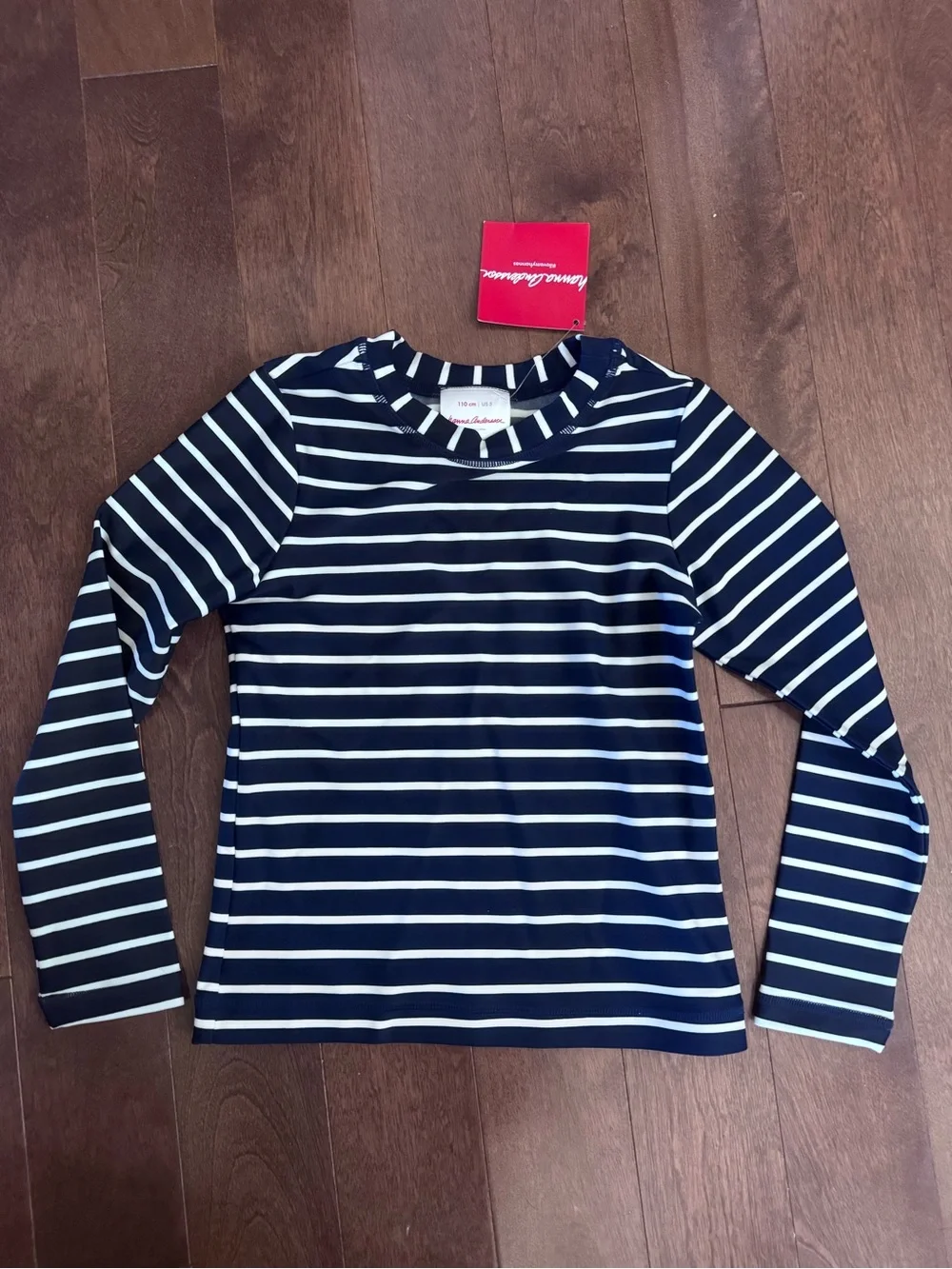 BNWT Hanna Andersson Navy and White Striped Long Sleeve rash guard size 5 (110)